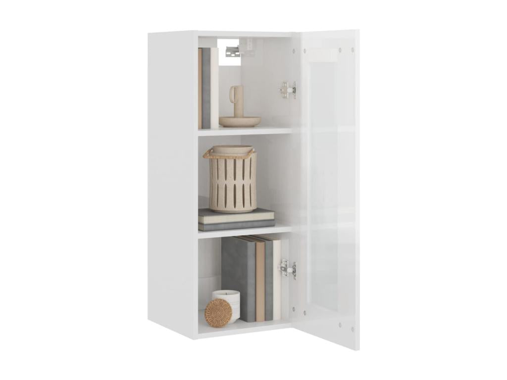 Wall-mounted cabinet, glossy white, 34.5x34x90 cm, WZDF07648