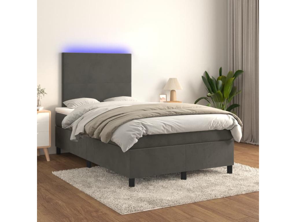 Mobenze bed base with dark grey LED mattress 120x190 cm RDPF31312