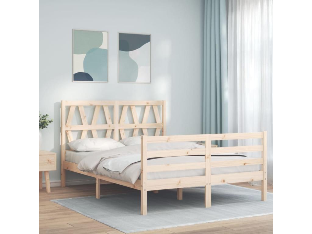 Bed frame with headboard, small double bed, solid Mobenze KSDU46396