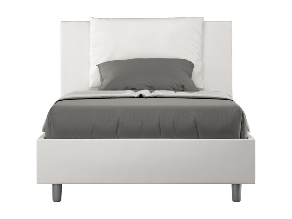 Single bed without slatted base, upholstered, 120x210 cm, white faux leather, Mobenze OPKY45270