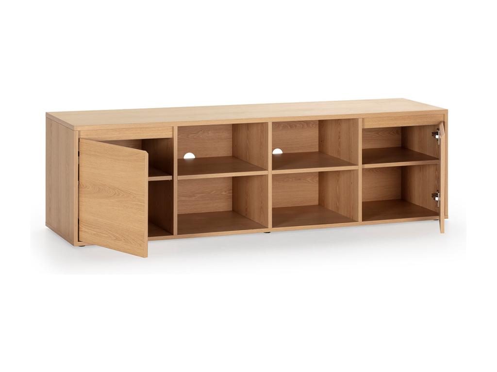 Mobenze TV stand with 2 doors and 4 holes, oak finish, 160 cm, HVFJ11356