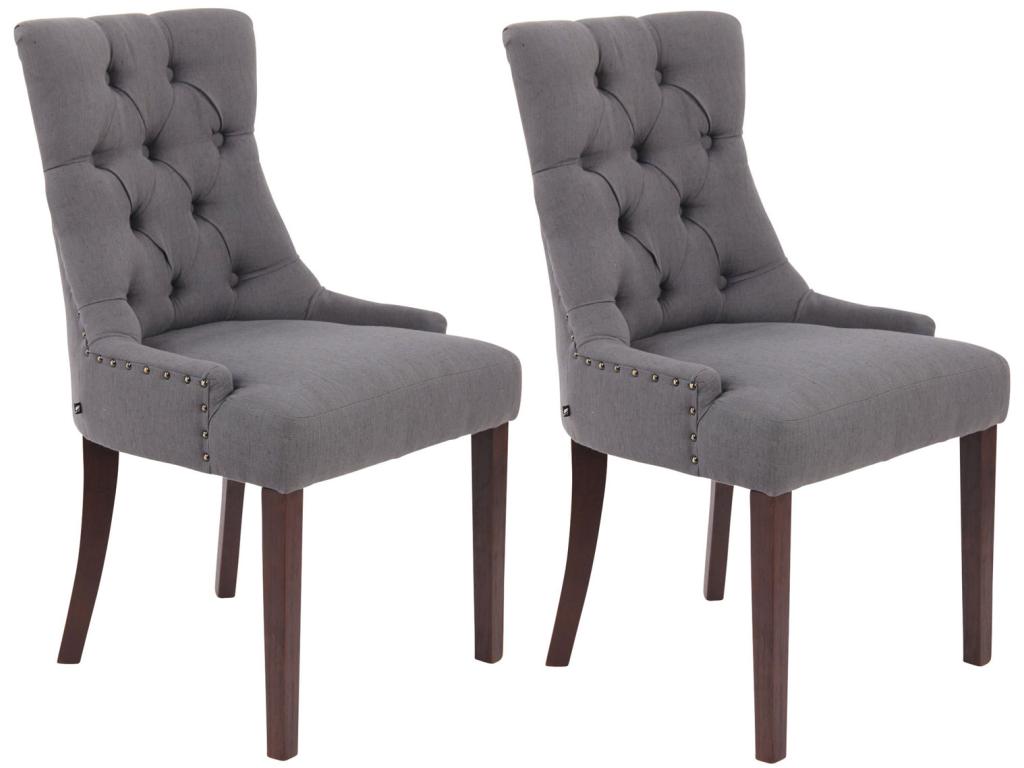 Set of 2 Dining Chairs - Fabric / Mobenze - Dark Grey - Mobenze BYYL32080