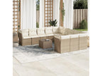 12-piece beige woven resin garden furniture set with cushions GIAJ66407