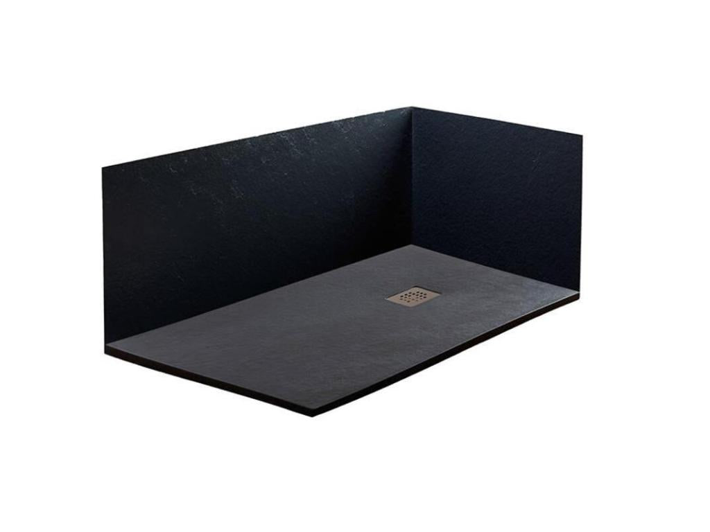 Luxameub Extra PINPAI Black 70x95 cm Shower Tray in Synthetic Resin and Marble Dust with Free Drain SOOF84269
