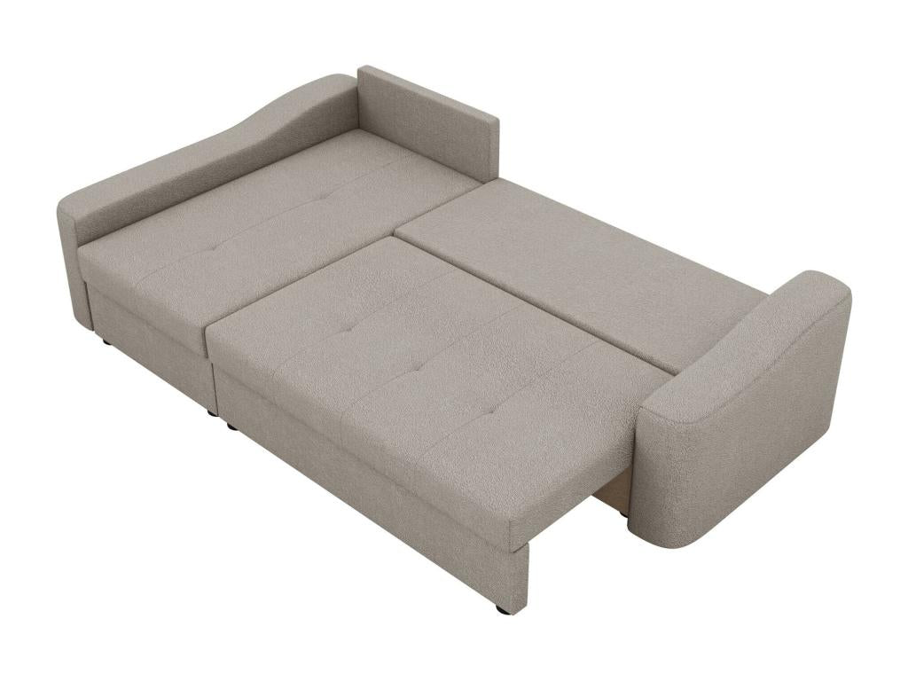 Mobenze 107 White Corner Sofa with Sleeping Function and Bed Box, 253x148x88cm, JQAG62734