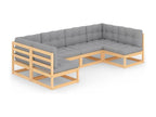 6-piece garden furniture set with cushions, solid pine wood QNNX43362