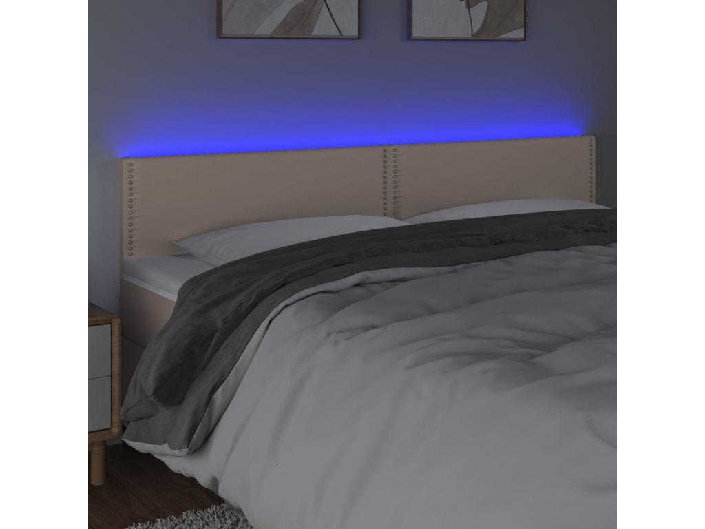 Cappuccino LED Headboard 160x5x78/88 cm Faux Leather DJPW65768
