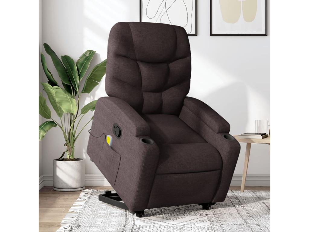 Dark Brown Fabric Massage Recliner Chair YMQM40167