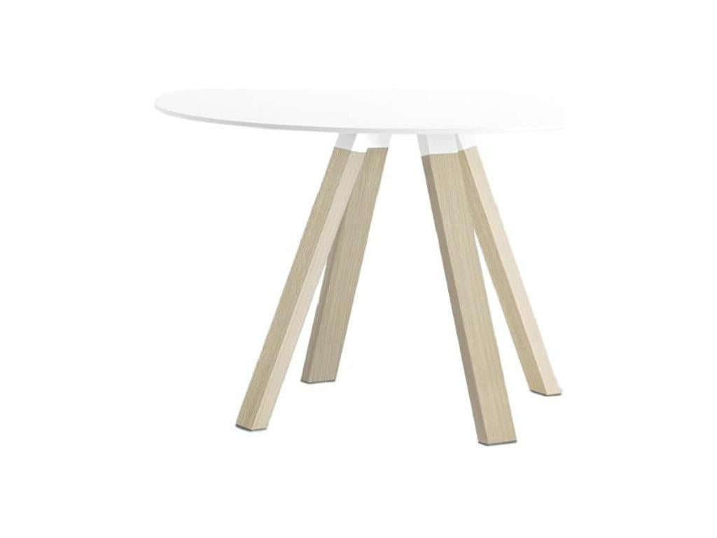 Round designer table in Mobenze with natural solid oak legs. Mobenze - Black color - Diameter 129 cm AKDG01324