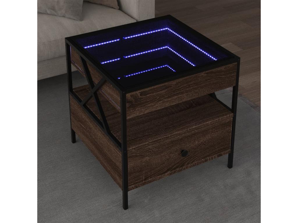 Mobenze coffee table with LED, brown oak, 50x50x51 cm, ERFB50386