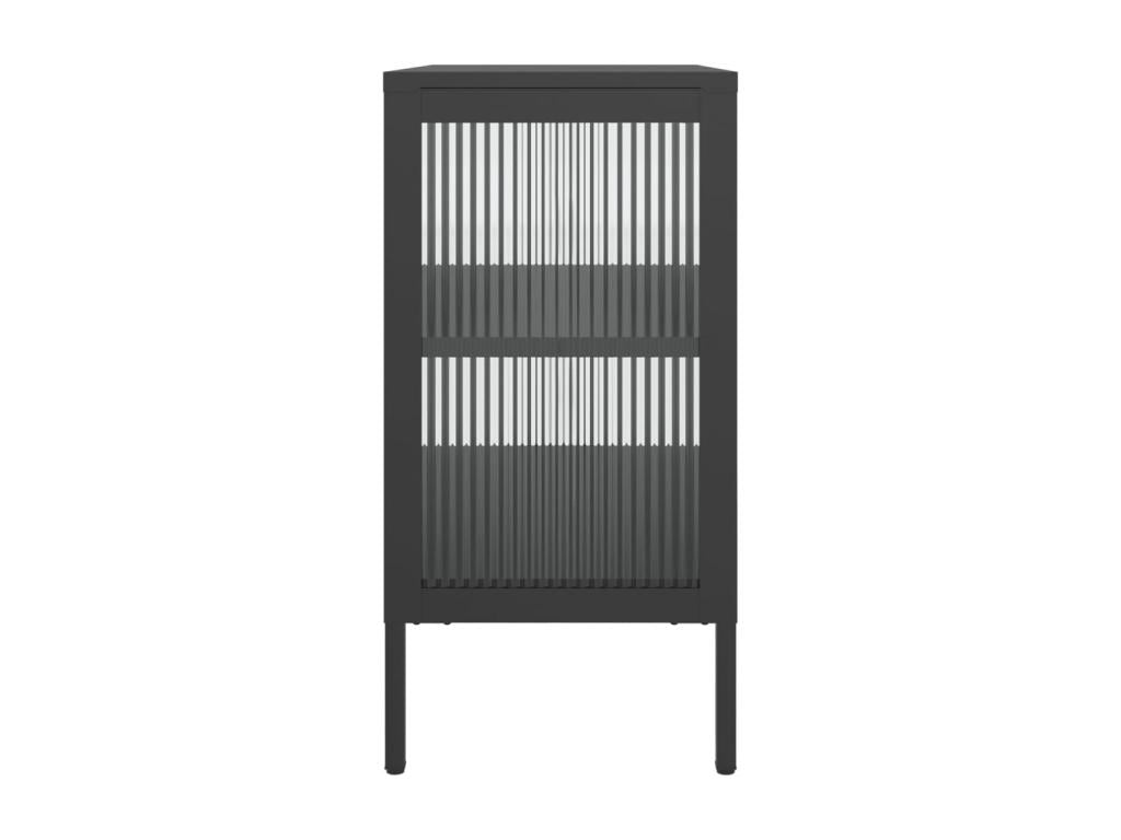 Black sideboard 70x35x70 cm glass and steel IGVE08181