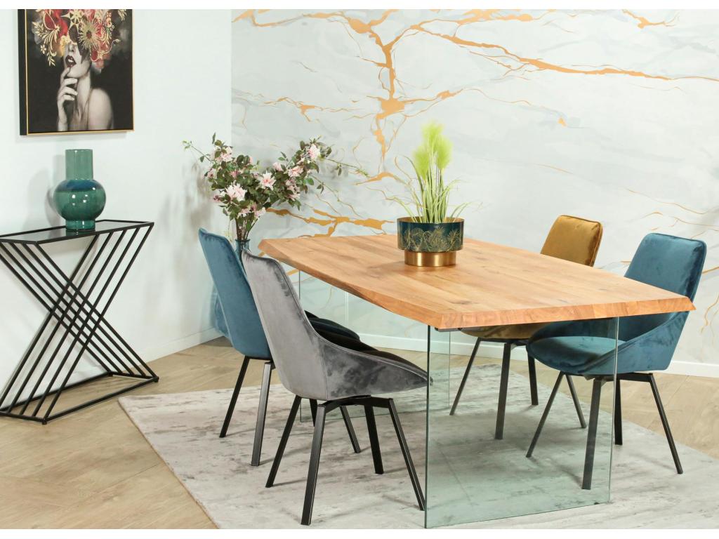 Extendable designer table in oiled oak Mobenze and glass, 200 cm, MESSINE PSSQ45854