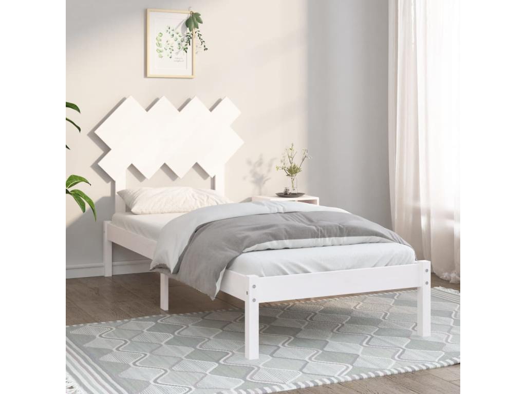 White bed frame 90x200 cm solid mobenze BNZS17873