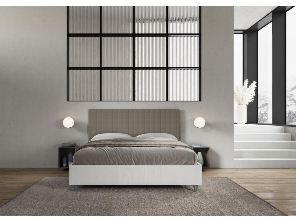 Burmy YXJL98881 160x200 Storage Bed with White Ash Frame and Cappuccino Faux Leather Headboard