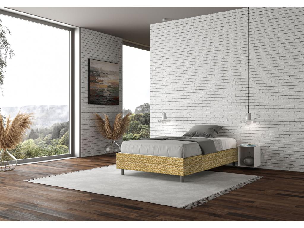 Single bed frame with storage, upholstered, 120x190 cm, Mobenze 3 yellow fabric, Mobenze AHEQ85811