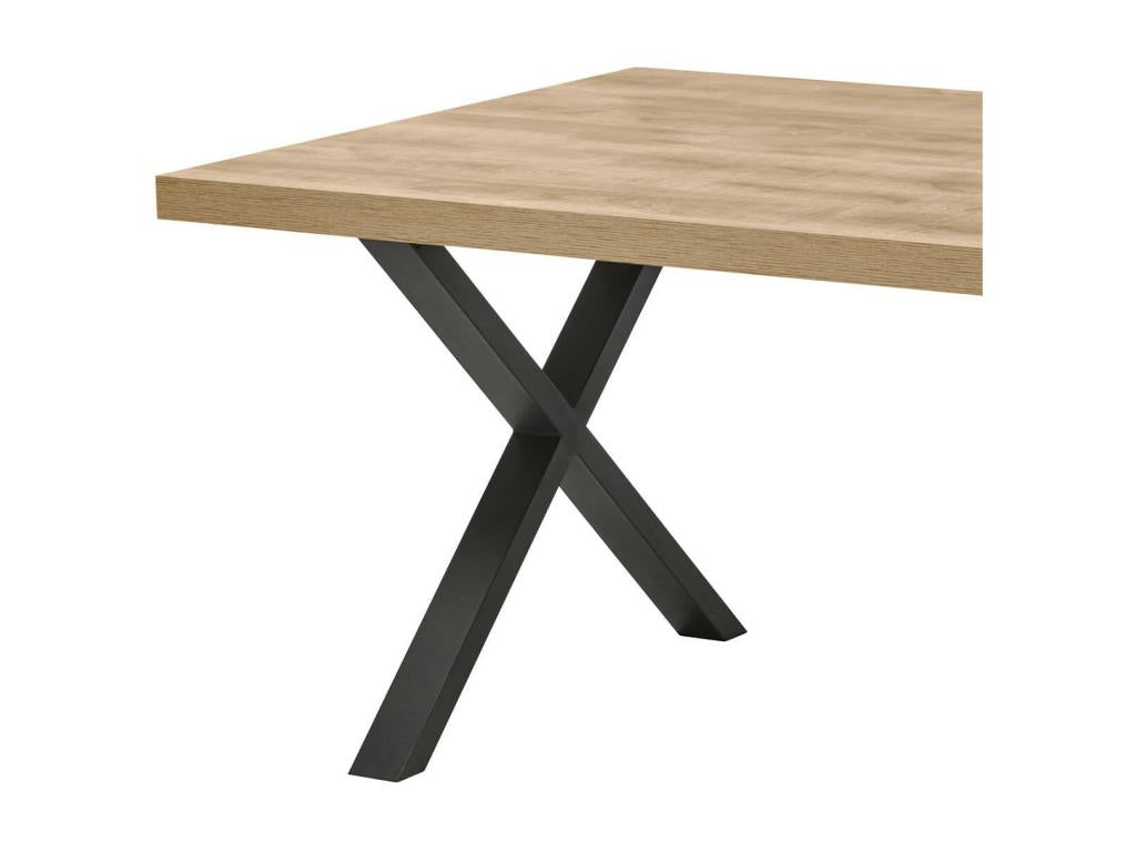 Mobenze - 230cm Table, Mobenze Look, X-Shaped Black Powder-Coated Metal Base DJLJ59912