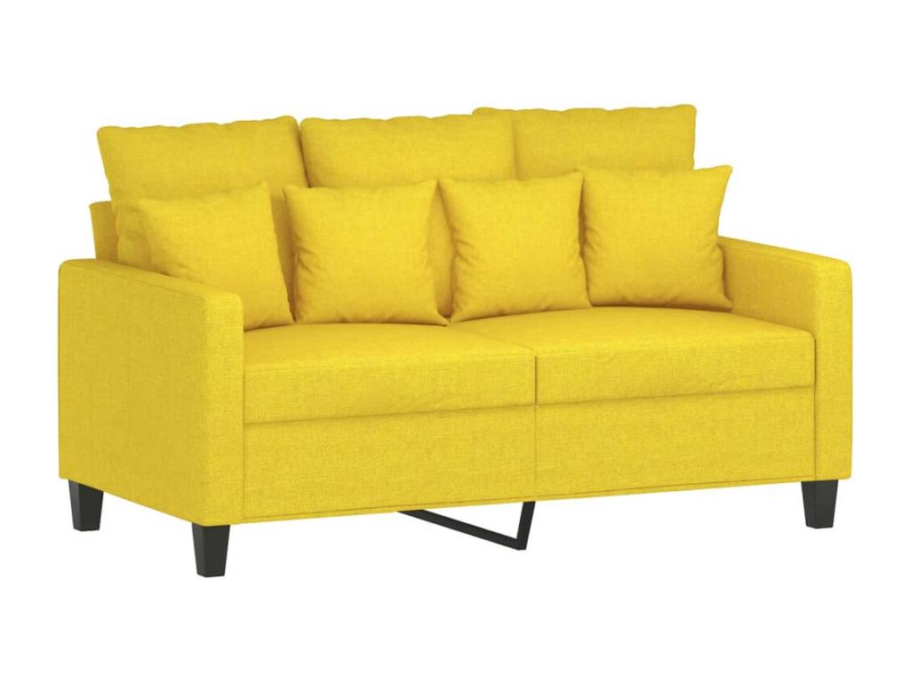 3-piece sofa set with cushions, light yellow fabric, BNCQ57671