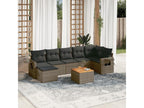 8-piece garden furniture set with grey resin wicker cushions FZTA83810