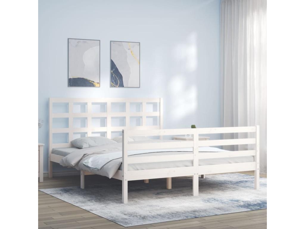 Bed frame with white headboard, Mobenze Size, solid Mobenze SIBL42408