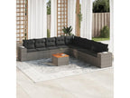 10-piece garden furniture set with cushions, grey woven resin NYNU50653