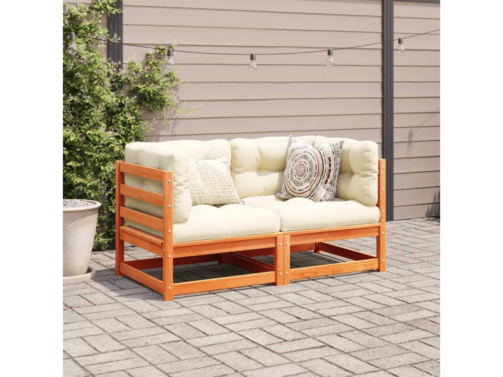 2-piece garden furniture set, brown wax finish, solid pine wood, GEWW21109