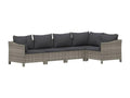 5-piece garden furniture set with cushions, grey woven resin LAJZ96475