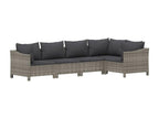 5-piece garden furniture set with cushions, grey woven resin LAJZ96475