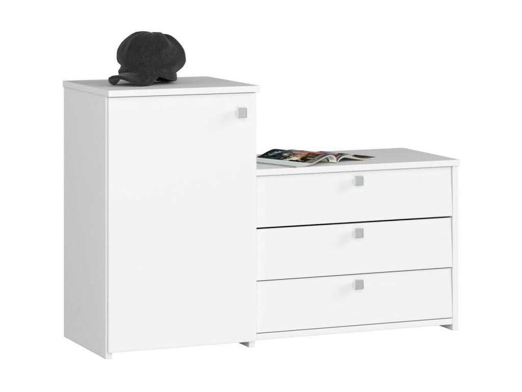 Mobenze White Shoe Cabinet 98.4 cm 4 Doors White Front 5 Shelves 98.4x33x68 cm KMWG27673