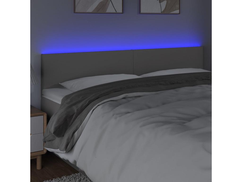 LED Headboard Grey 200x5x78/88 cm Faux Leather EKYR31191