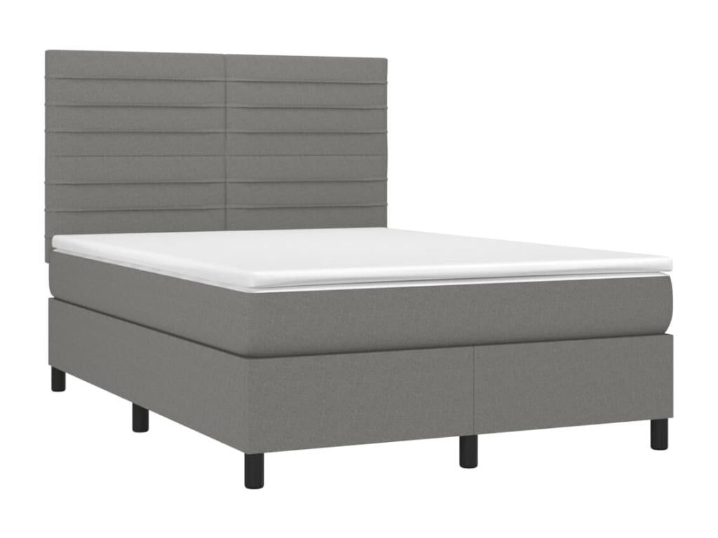 Mobenze bed base and mattress with LED lighting, Dark Grey, 140x190 cm, TQLV72839