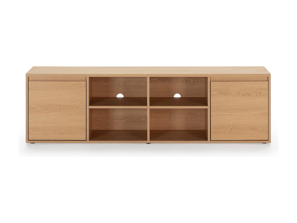 Mobenze TV stand with 2 doors and 4 holes, oak finish, 160 cm, HVFJ11356