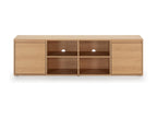 Mobenze TV stand with 2 doors and 4 holes, oak finish, 160 cm, HVFJ11356