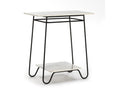 Mobenze BOWN60538 Side Table with 2 White Marble and Black Metal Shelves