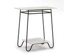 Mobenze BOWN60538 Side Table with 2 White Marble and Black Metal Shelves