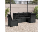5-piece garden furniture set with cushions, black woven resin VKVR73150