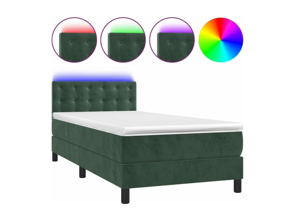 Mobenze bed base with LED mattress, dark green, 100x200 cm, EZLL75021
