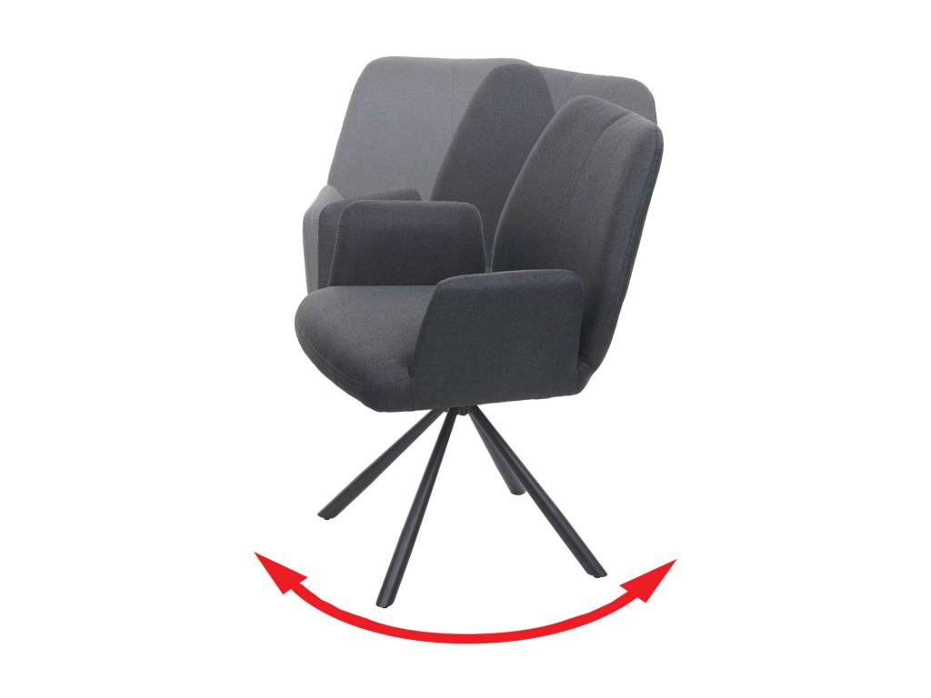 Mobenze-H71 dining chair, set of 6, swivel, dark grey, EMAX72493