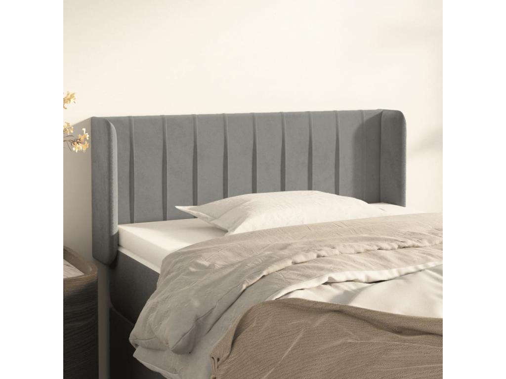 Headboard with wings, light grey, 93x16x78/88 cm, velvet, OOUF81009