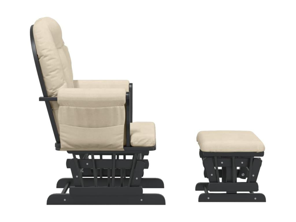 Rocking chair with footrest, cream white fabric YCXK02769