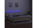 Upholstered bed base and mattress with LED lighting, Cream, 200x200 cm, Fabric JVHT70501