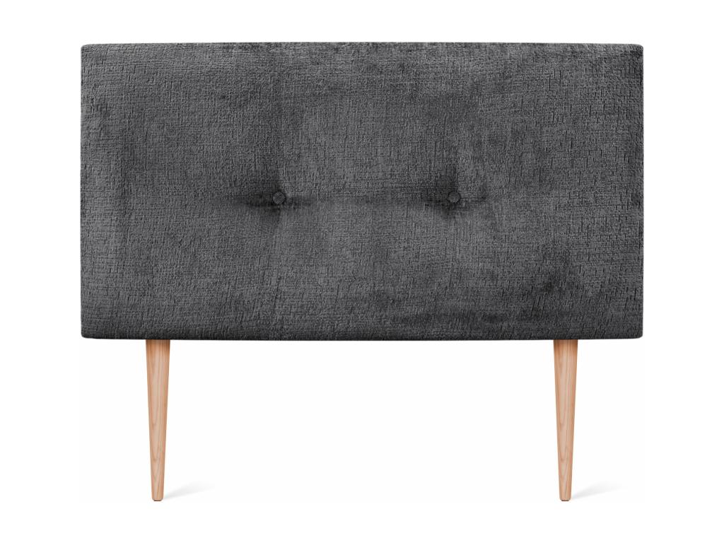 Mobenze Natural Wool Headboard with Buttons 95x105cm with 90cm Bed Legs - Dark Grey POJO12978