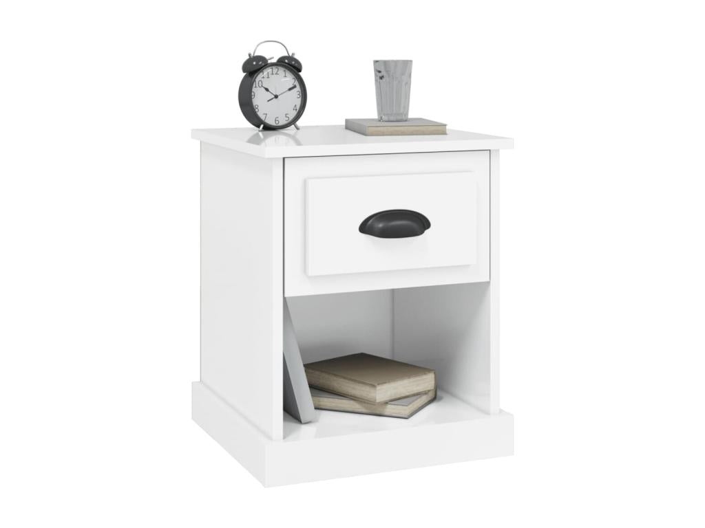 2-piece bedside tables, glossy white, 39x39x47.5 cm, GIHM67199