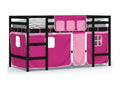 Children's loft bed and pink curtains 90x190 Mobenze solid pine LBXR30755