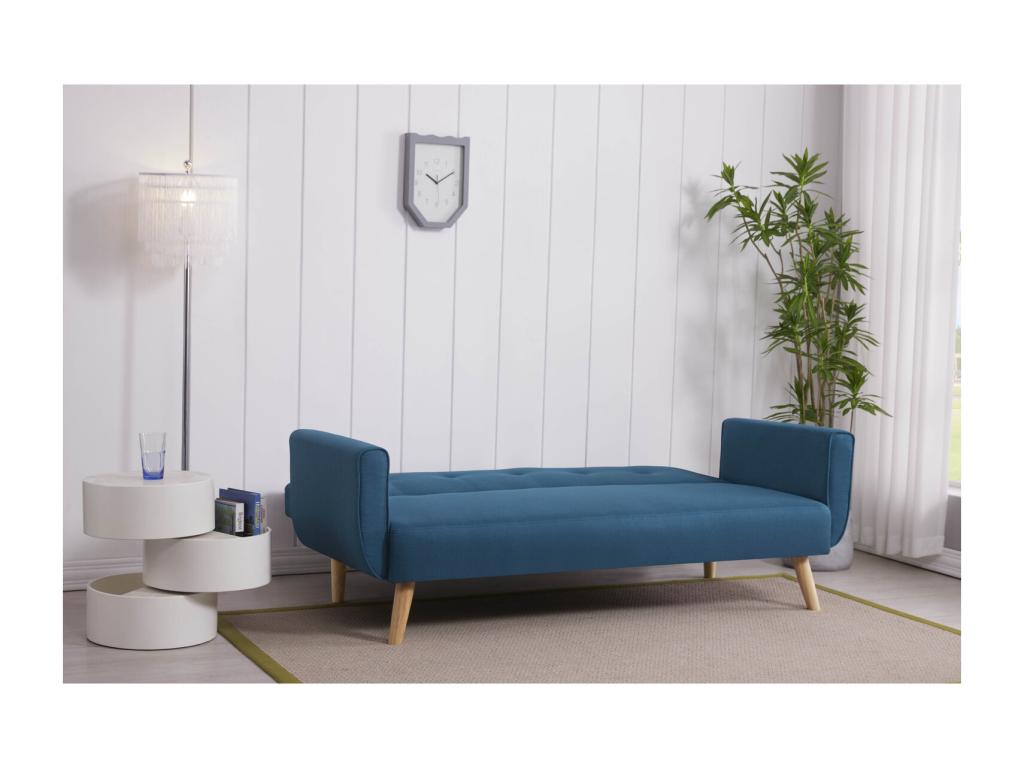 Luxameub PIIG41549 3-seater Scandinavian convertible sofa in duck blue