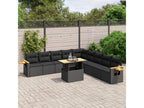 11-piece garden furniture set with cushions, black woven resin ZJJY48569