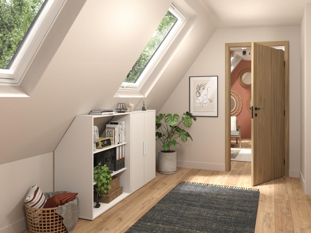 Sloping ceiling cabinet with 2 doors and 2 shelves - White - Mobenze ZJTL51811