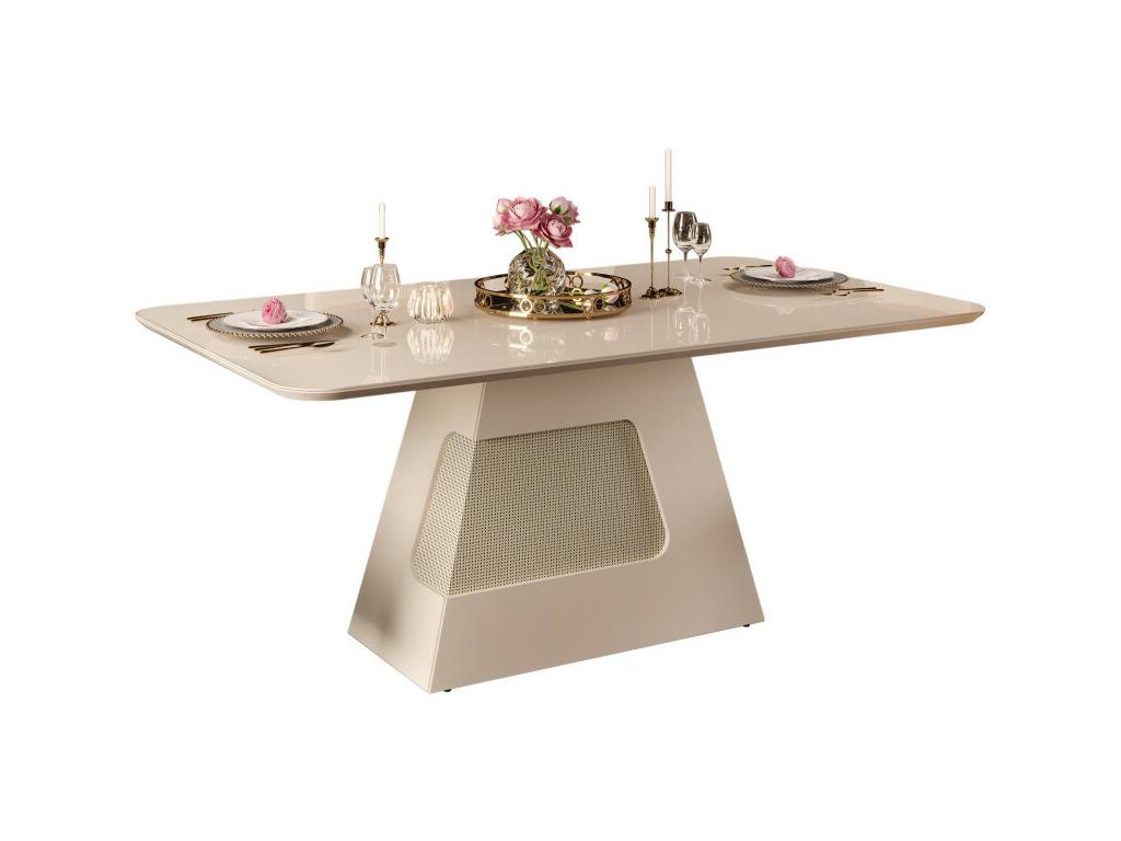 Dining Table for 6 People, Rectangular, White/Ecru, 180x80x90 cm, XLTE24904