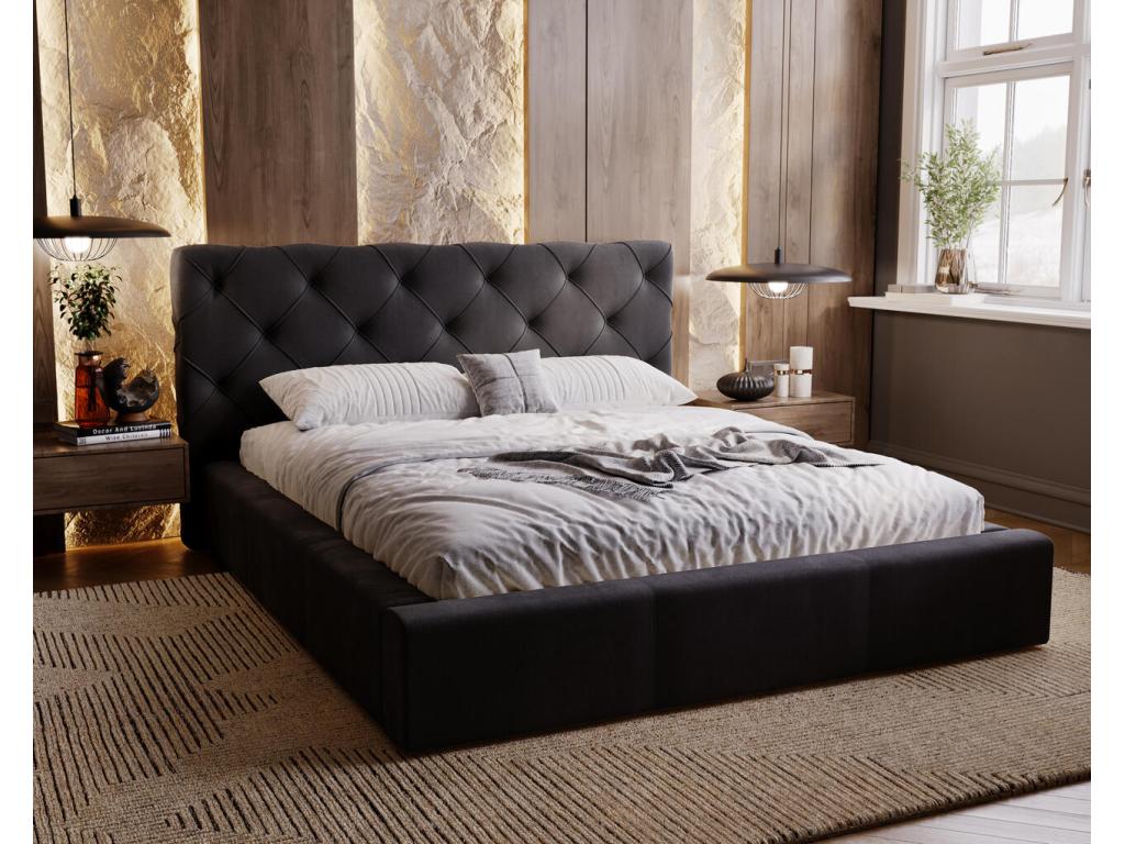 Upholstered bed with storage - 200x200 - double bed - Mobenze - black - Mobenze SNLE52074