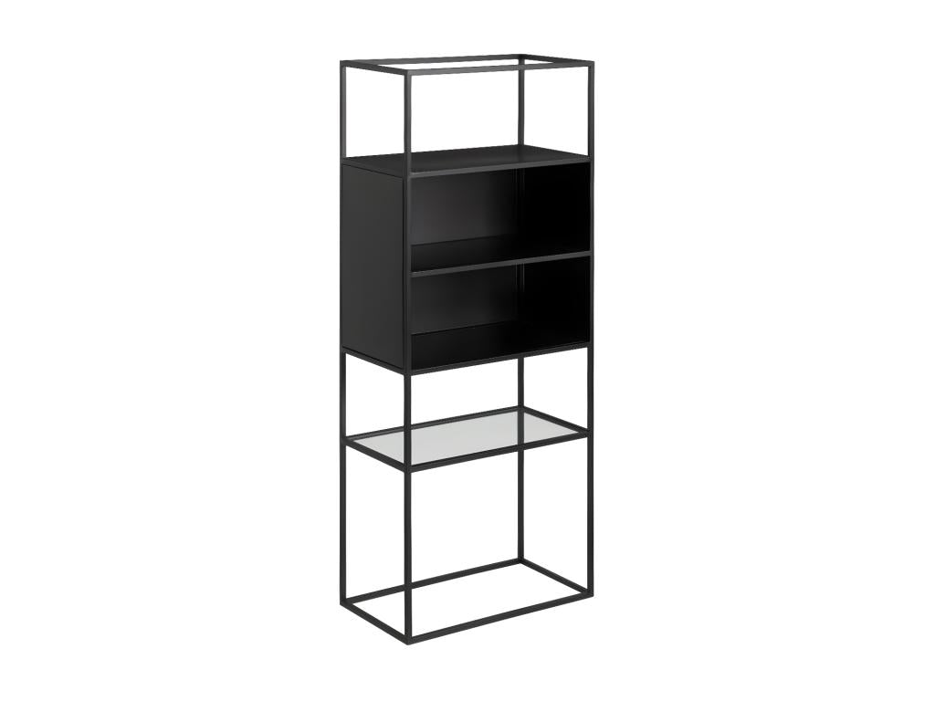 4-niche shelf, Black/Glass - Luxameub BCXE13442