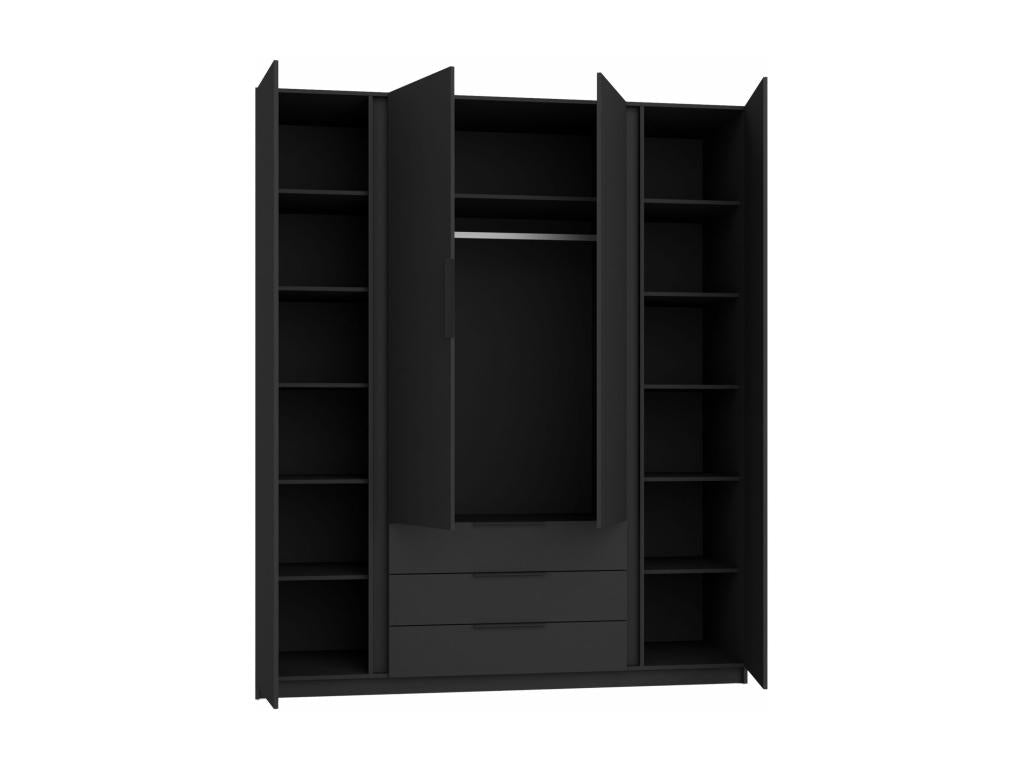 Wardrobe with 2 mirrors and 3 drawers - 200 cm - Mobenze oak/black - Mobenze PVCS00567